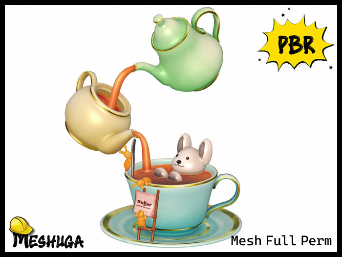 Meshuga PBR Easter Bunnies Tea Party FULL PERM MESH