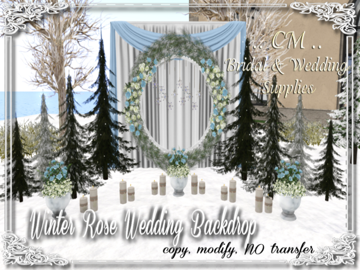 CM..Winter Rose Wedding Backdrop Set