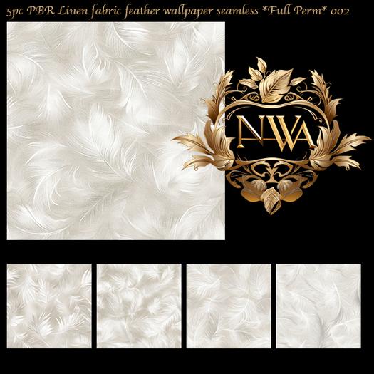 5pc PBR Linen fabric feather wallpaper / fabric seamless *Full Perm* 002