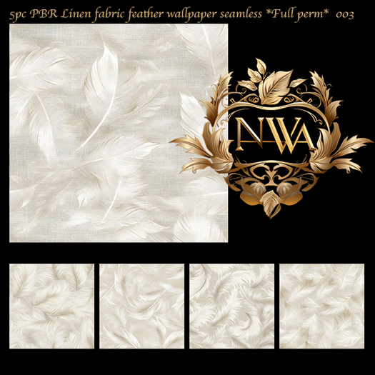 5pc PBR Linen fabric feather wallpaper / fabric seamless *Full Perm* 003