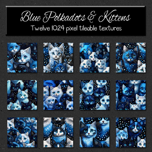 *Wallflowers* Blue Polkadots & Kittens
