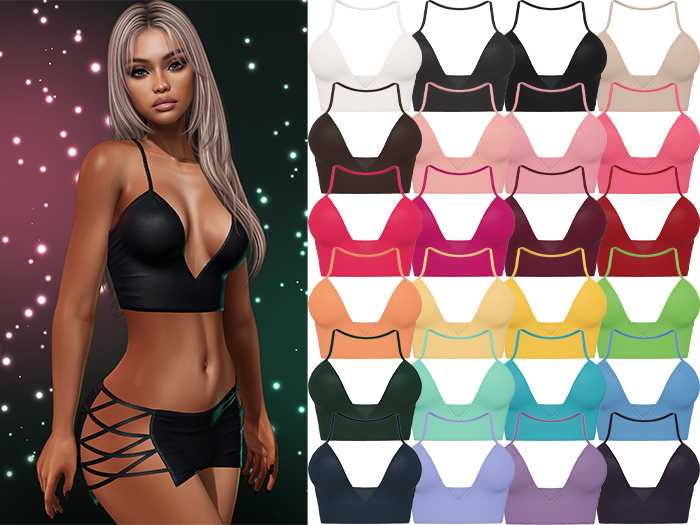 Paris Strappy Crop Tank [FATPACK] - Maitreya LaraX • PetiteX • eBody Reborn Tops