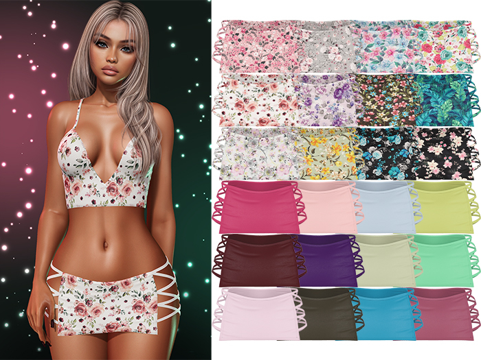 Paris Laced Mini Skirt [Floral Pack] - Maitreya LaraX • PetiteX • eBody Reborn Bottoms