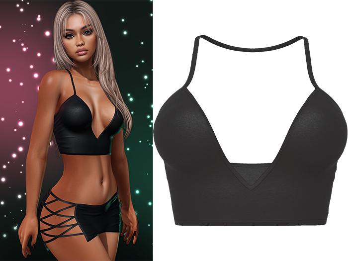 Paris Strappy Crop Tank [Grey] - Maitreya LaraX • PetiteX • eBody Reborn Tops
