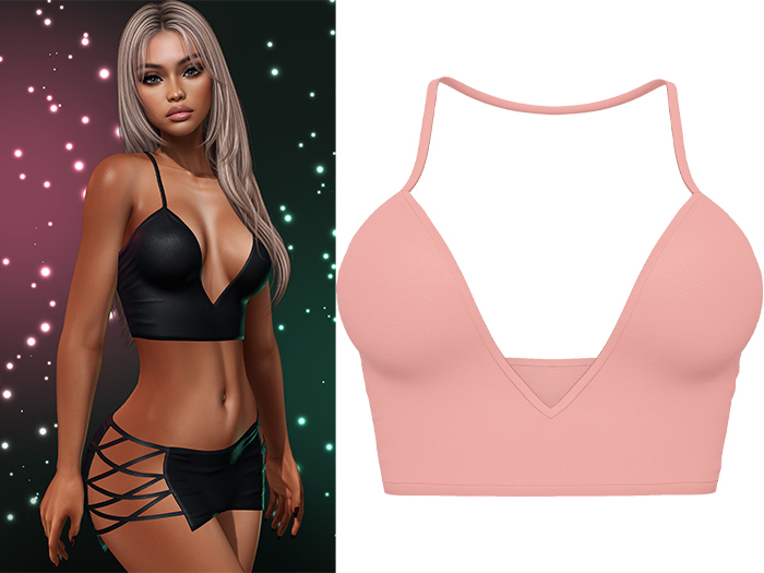 Paris Strappy Crop Tank [Champagne Pink] - Maitreya LaraX • PetiteX • eBody Reborn Tops