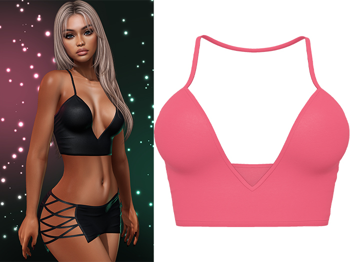 Paris Strappy Crop Tank [Bubblegum Pink] - Maitreya LaraX • PetiteX • eBody Reborn Tops
