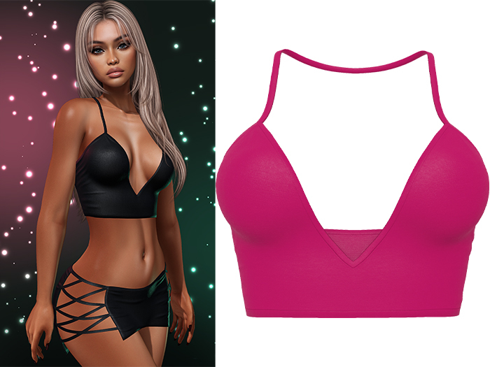 Paris Strappy Crop Tank [Dragonfruit Pink] - Maitreya LaraX • PetiteX • eBody Reborn Tops