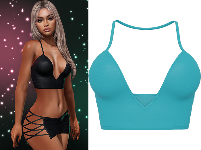 Paris Strappy Crop Tank [Turquoise Blue] - Maitreya LaraX • PetiteX • eBody Reborn Tops