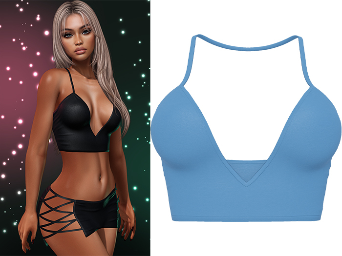 Paris Strappy Crop Tank [Sky Blue] - Maitreya LaraX • PetiteX • eBody Reborn Tops