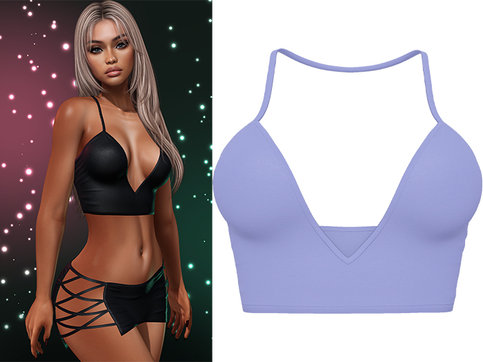 Paris Strappy Crop Tank [Periwinkle Blue] - Maitreya LaraX • PetiteX • eBody Reborn Tops