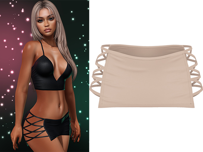 Paris Laced Mini Skirt [Sand] - Maitreya LaraX • PetiteX • eBody Reborn Bottoms