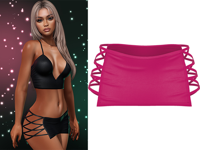Paris Laced Mini Skirt [Dragonfruit Pink] - Maitreya LaraX • PetiteX • eBody Reborn Bottoms