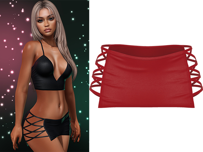 Paris Laced Mini Skirt [Ruby Red] - Maitreya LaraX • PetiteX • eBody Reborn Bottoms