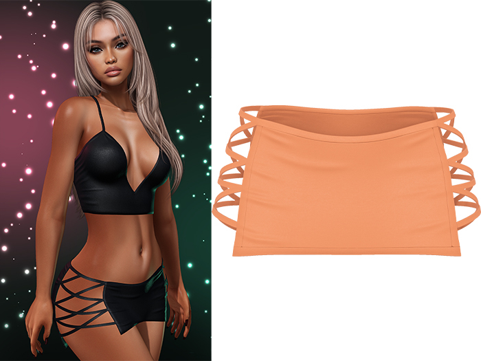 Paris Laced Mini Skirt [Orange] - Maitreya LaraX • PetiteX • eBody Reborn Bottoms