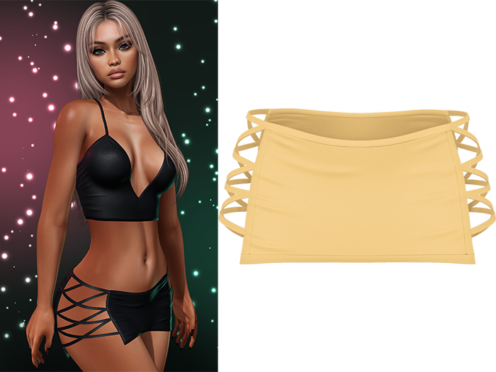 Paris Laced Mini Skirt [Lemon Yellow] - Maitreya LaraX • PetiteX • eBody Reborn Bottoms