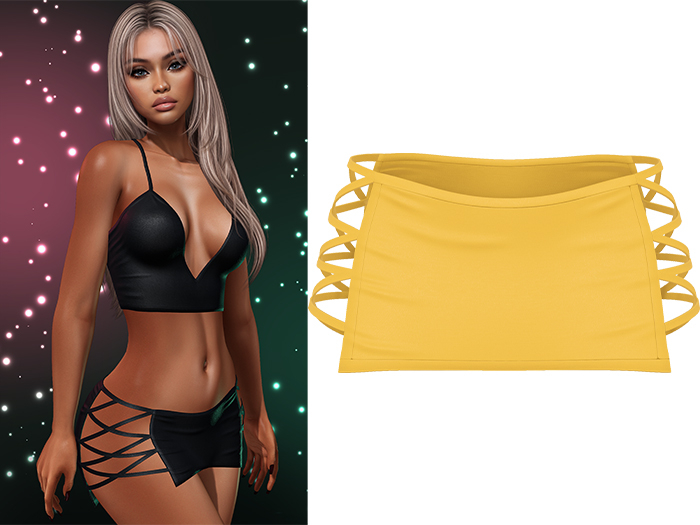 Paris Laced Mini Skirt [Honey Yellow] - Maitreya LaraX • PetiteX • eBody Reborn Bottoms
