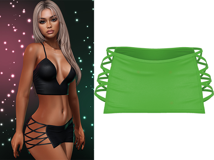 Paris Laced Mini Skirt [Lime Green] - Maitreya LaraX • PetiteX • eBody Reborn Bottoms