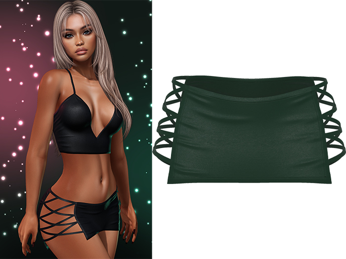 Paris Laced Mini Skirt [Emerald Green] - Maitreya LaraX • PetiteX • eBody Reborn Bottoms