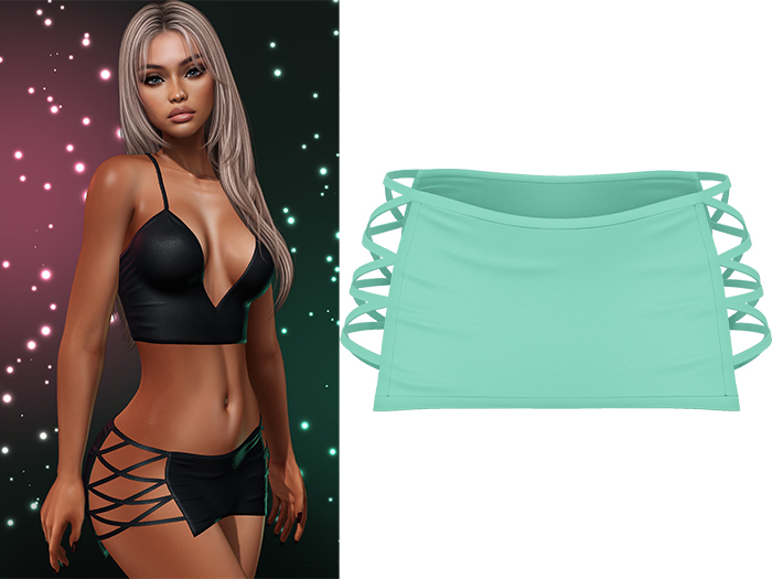 Paris Laced Mini Skirt [Seafoam Green] - Maitreya LaraX • PetiteX • eBody Reborn Bottoms