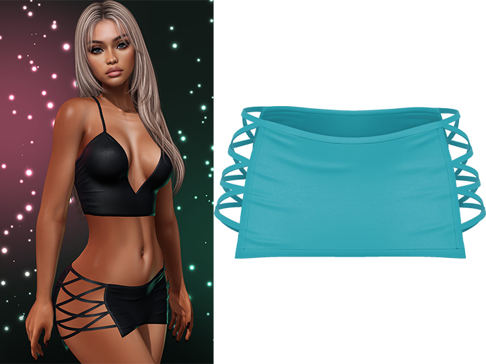 Paris Laced Mini Skirt [Turquoise Blue] - Maitreya LaraX • PetiteX • eBody Reborn Bottoms
