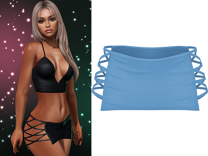 Paris Laced Mini Skirt [Sky Blue] - Maitreya LaraX • PetiteX • eBody Reborn Bottoms