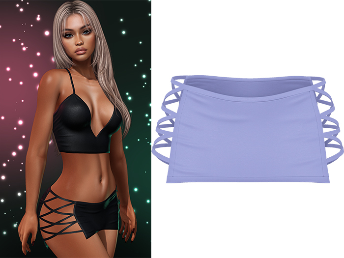 Paris Laced Mini Skirt [Periwinkle Blue] - Maitreya LaraX • PetiteX • eBody Reborn Bottoms