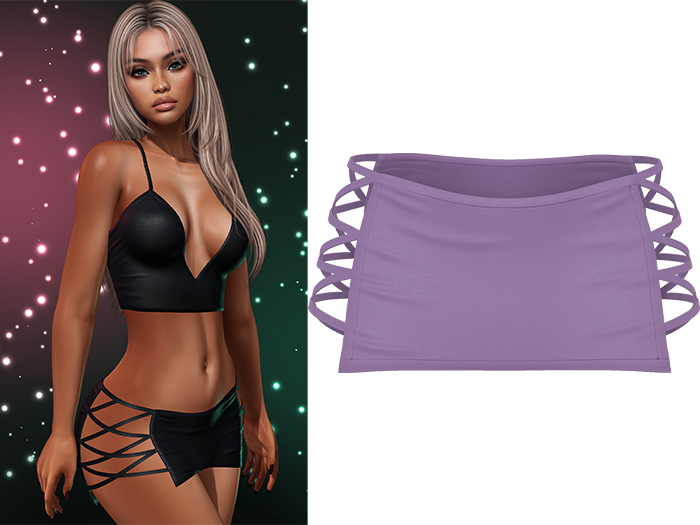 Paris Laced Mini Skirt [Lavender Purple] - Maitreya LaraX • PetiteX • eBody Reborn Bottoms
