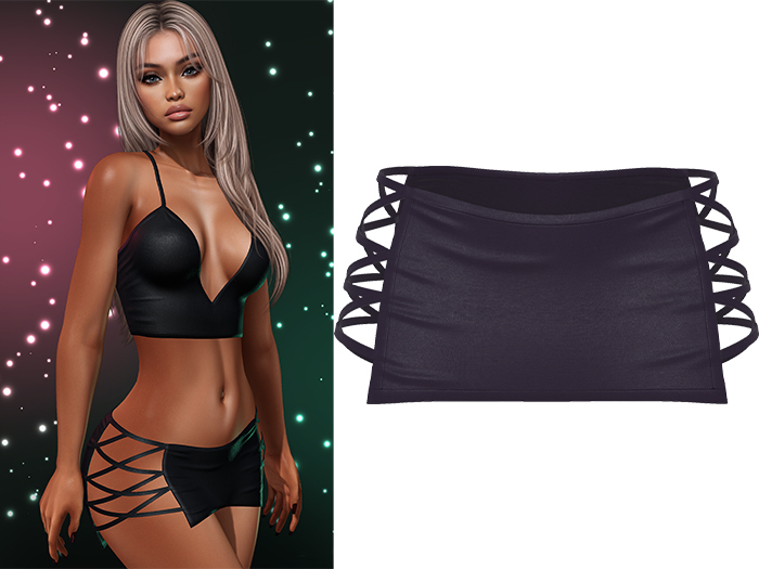 Paris Laced Mini Skirt [Eggplant Purple] - Maitreya LaraX • PetiteX • eBody Reborn Bottoms