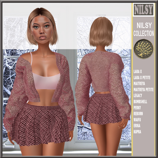 TEDDY CARDIGAN,TOP&WOOL SKIRT