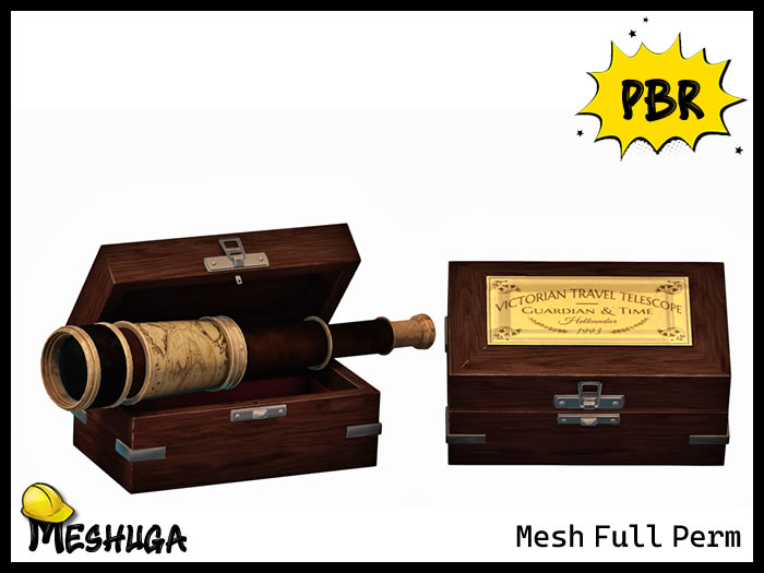Meshuga PBR Victorian Travel Telescope & Chest FULL PERM MESH