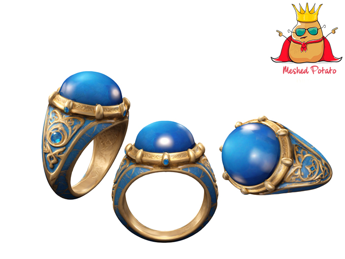 Meshed Potato Fantasy Blue Ring Full Perm
