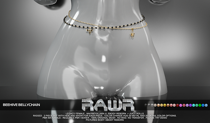 RAWR! Beehive Bellychain (add me)