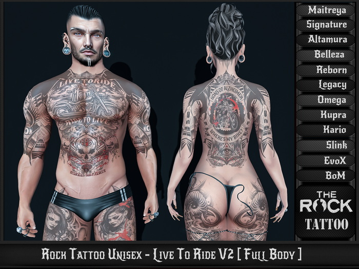 Rock Tattoo Unisex - Live To Ride V2 [ Full Body ]