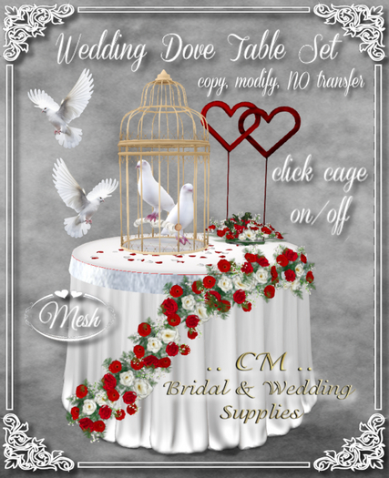 CM..Wedding Dove Table Set - Red