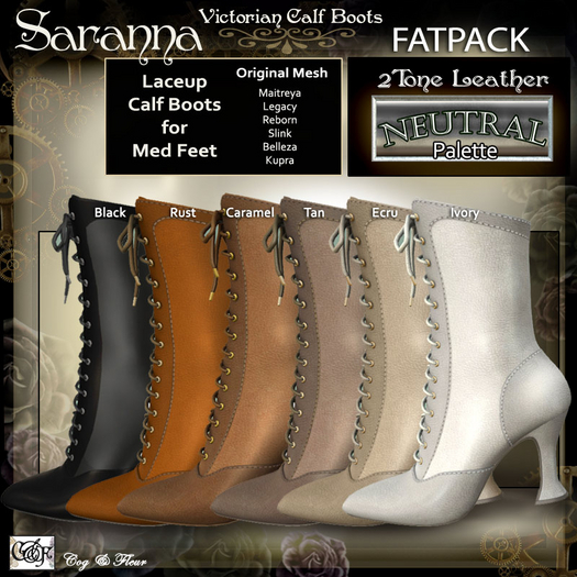 C&F Saranna Victorian Boots - FATPACK Plain 2Tone Neutrals