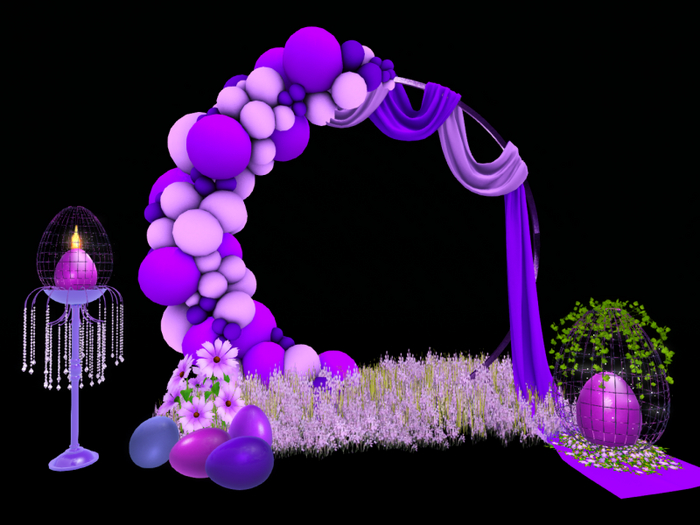 MC Easter Purple Balloon Drape Arch Set