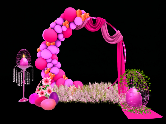 MC Easter Pink Balloon Drape Arch Set