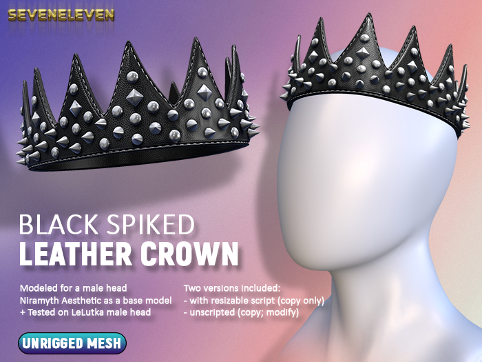 [SEVENELEVEN] Leather Spiked Crown - Black