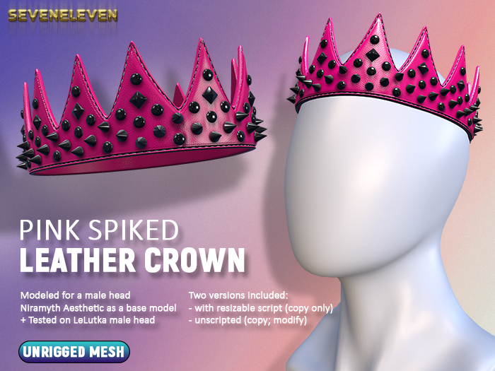 [SEVENELEVEN] Leather Spiked Crown - Pink