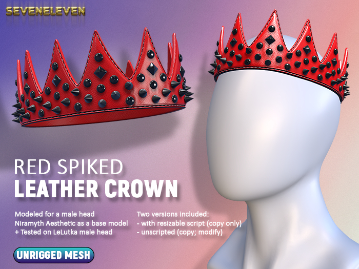 [SEVENELEVEN] Leather Spiked Crown - Red
