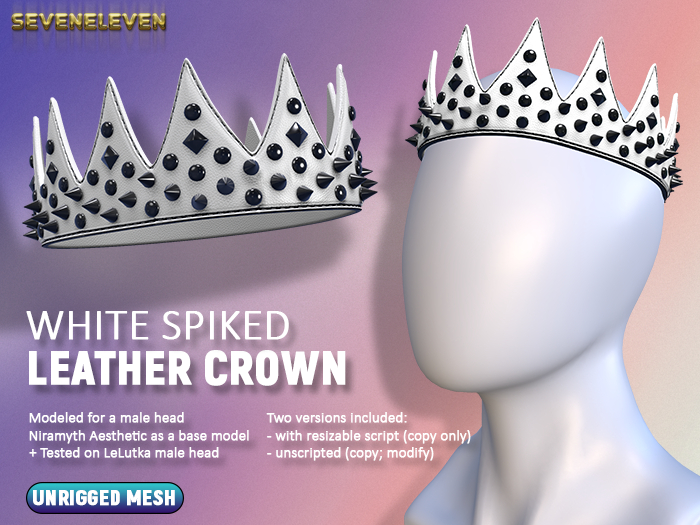 [SEVENELEVEN] Leather Spiked Crown - White
