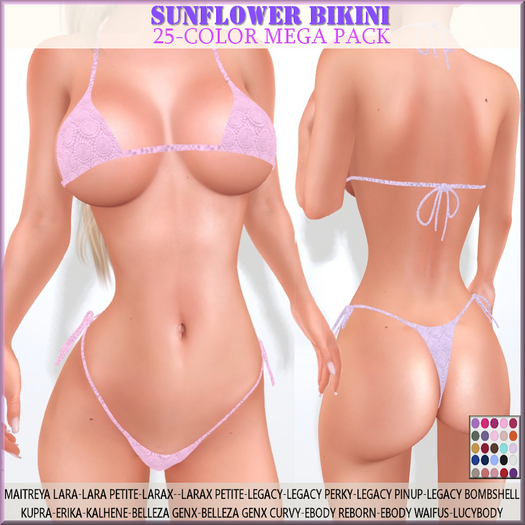 SUNFLOWER BIKINI SWIMMING SUIT MEGA PACK-MAITREYA LARA-LARAX LEGACY PERKY-PINUP EBODY REBORN KUPRA-KALHENE-BELLEZA GENX