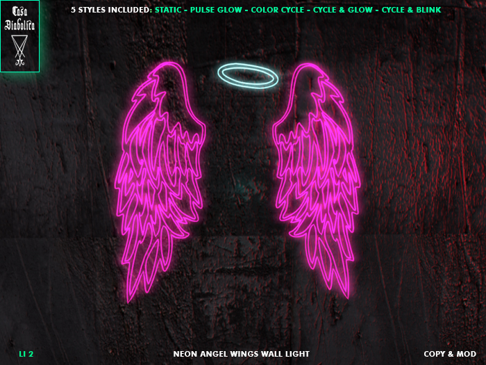 Neon Angel Wings Wall LIght