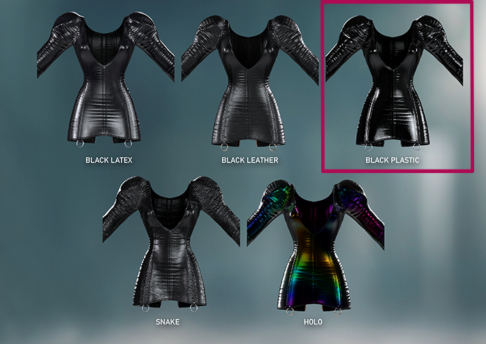 +ABYSSAL>>CHARLOTTE DRESS >> PBR BLACK PLASTIC