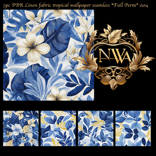 5pc PBR Linen fabric tropical wallpaper / fabric seamless *Full Perm* 004