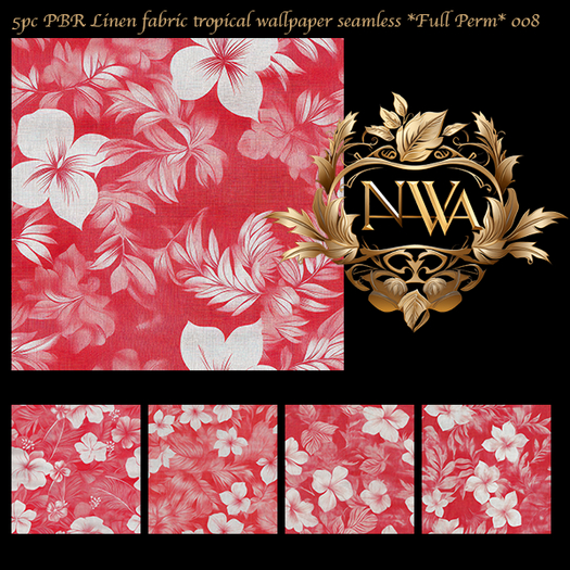 5pc PBR Linen fabric tropical wallpaper / fabric seamless *Full Perm* 008