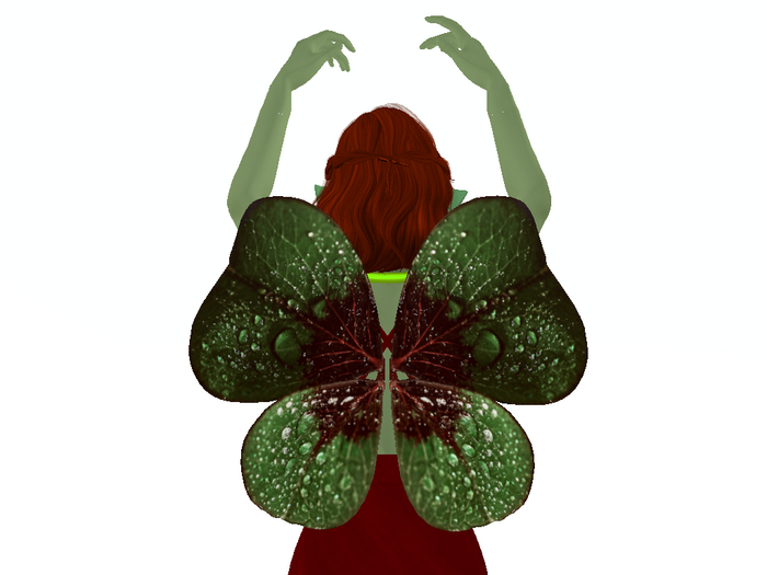Dewy Green Four Leaf Clover Wings