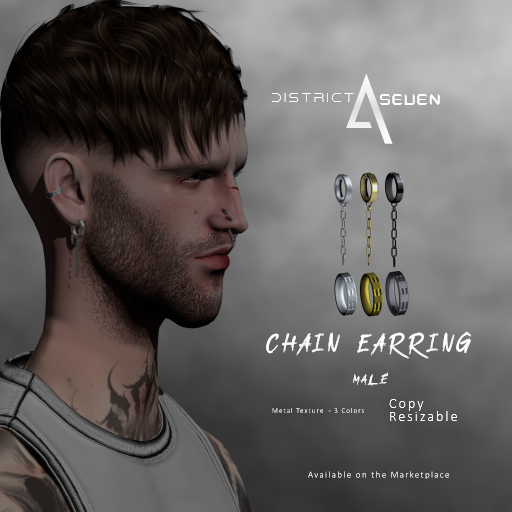 District Seven - Chain Earring + Piercing Ear