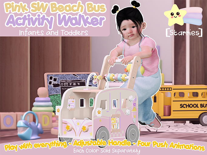 [Starries] Beach Bus Activity Walker in Pink