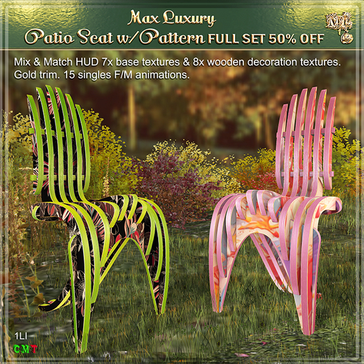 Max Luxury - Patio Seat w/Pattern 15 F/M animations FULL SET 50% OFF